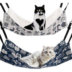 Cat Hammock for Cage Hanging Reversible 2Pack Pet Hammock Bed Adjustable Soft
